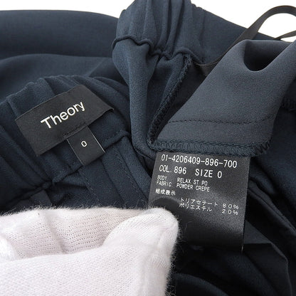 Theory セオリー センタープレス ワイドスラックス ボトムス レディース ネイビー 0 24SS ボトムス 0