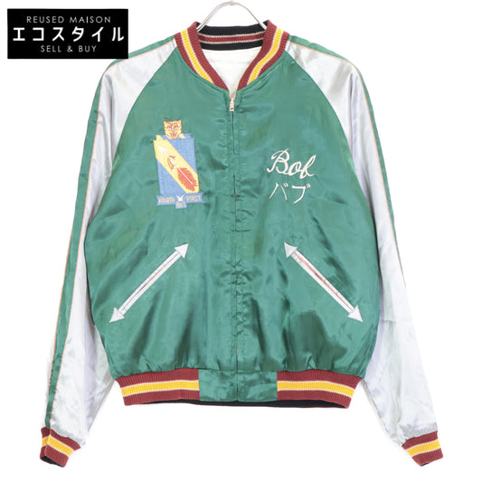 TAILOR TOYO テーラ―東洋 TT11145 ｸﾞﾘｰﾝ×ﾎﾜｲﾄ ｻﾃﾝ ﾘﾊﾞｰｼﾌﾞﾙｽｶｼﾞｬﾝ ジャケット M