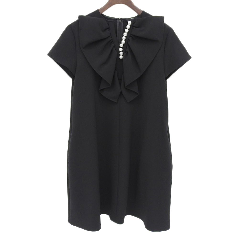 YOKOCHAN ヨーコチャン 美品 ボリュームラッフルパールドレス ワンピース レディース ブラック F YCD-124-914 24年製 ワンピース F