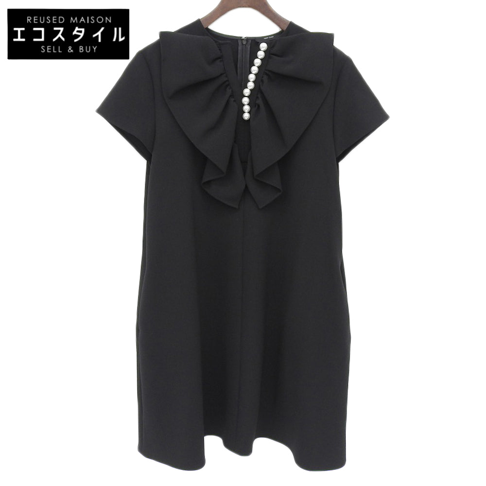 YOKOCHAN ヨーコチャン 美品 ボリュームラッフルパールドレス ワンピース レディース ブラック F YCD-124-914 24年製 ワンピース F