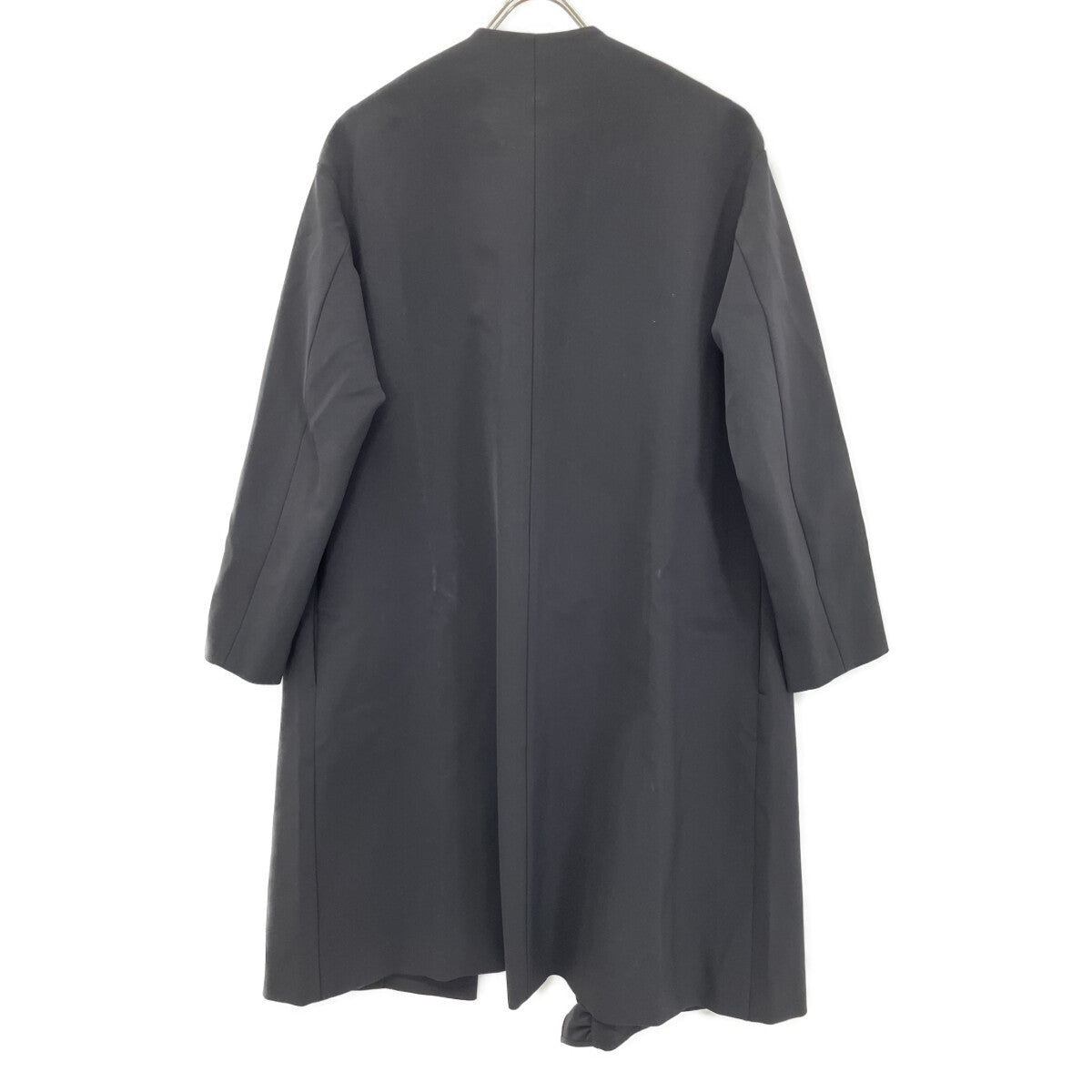 YOKOCHAN ヨーコチャン YCC-122-173 22AW ﾌﾞﾗｯｸ ﾍﾞﾙﾃｯﾄﾞﾌﾘﾙﾌﾛﾝﾄﾗｯﾌﾙｺｰﾄ コート 36