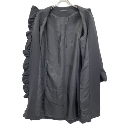 YOKOCHAN ヨーコチャン YCC-122-173 22AW ﾌﾞﾗｯｸ ﾍﾞﾙﾃｯﾄﾞﾌﾘﾙﾌﾛﾝﾄﾗｯﾌﾙｺｰﾄ コート 36