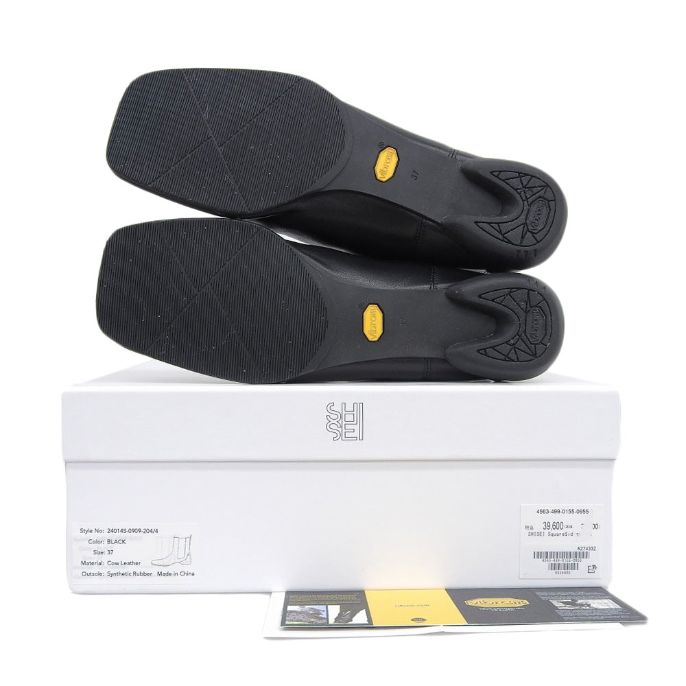 SHISEI シーセイ 美品 SQUARE SIDE サイドゴアブーツ シューズ レディース ブラック 37 24014S シューズ 37
