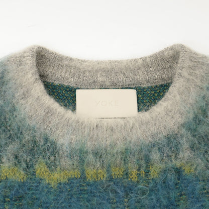 YOKE ヨーク 25SS ﾌﾞﾙｰ TREE JAQUARD MOHAIR SWEATER トップス 2