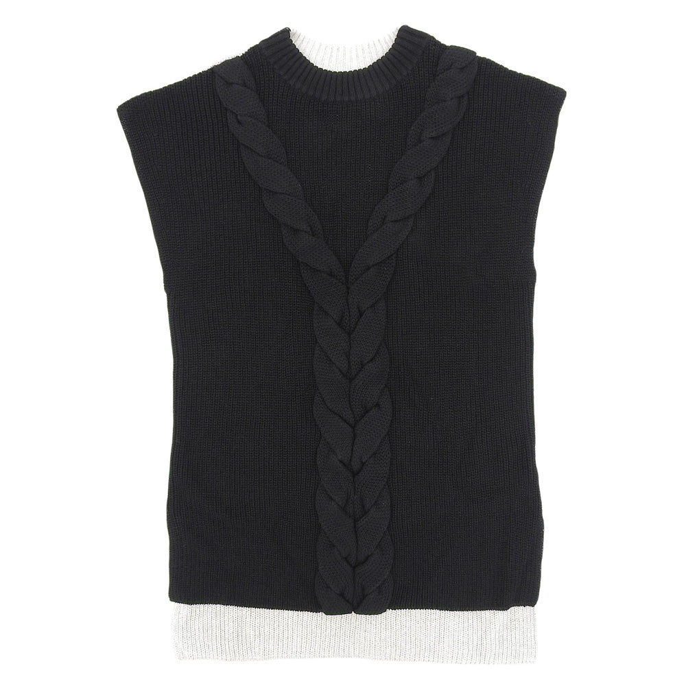 ADORE アドーア 美品 麻ケーブルニットトップ トップス レディース ベージュ×ブラック 38 531-2170424 トップス 38