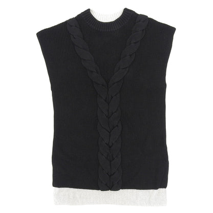 ADORE アドーア 美品 麻ケーブルニットトップ トップス レディース ベージュ×ブラック 38 531-2170424 トップス 38