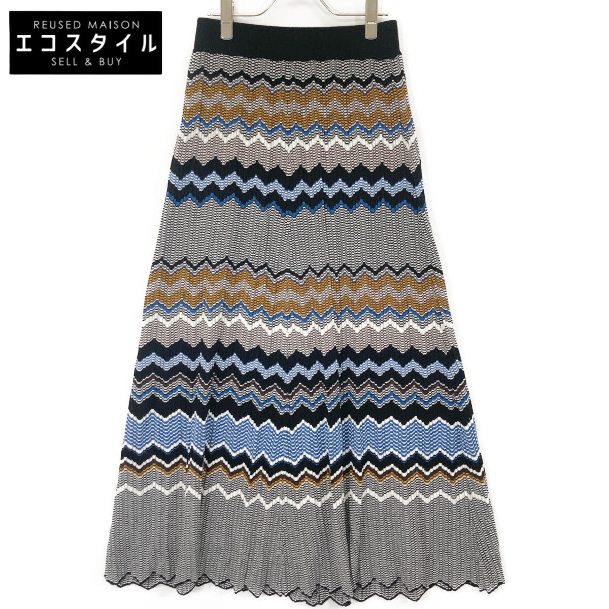 ADORE アドーア 531-2172323 ﾏﾙﾁｶﾗｰ ﾄﾗｲｱﾝｸﾞﾙﾎﾞｰﾀﾞｰﾆｯﾄｽｶｰﾄ スカート 38