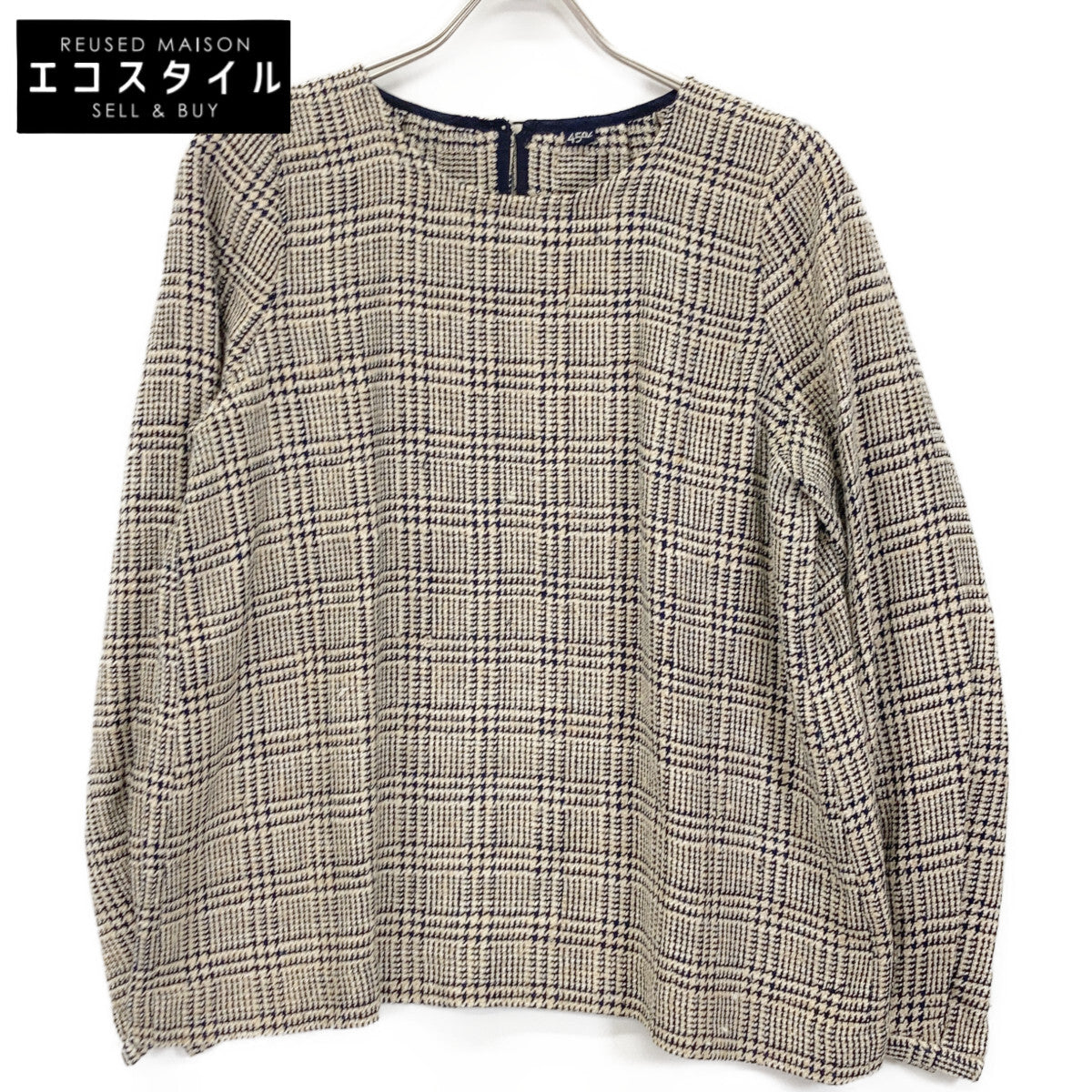 45R フォーティファイブ アール 8013062 ﾈｲﾋﾞｰ×ﾍﾞｰｼﾞｭ ｼﾙｸ100 45R 先染めﾀｯｻｰｼﾙｸBLOUSE トップス 2