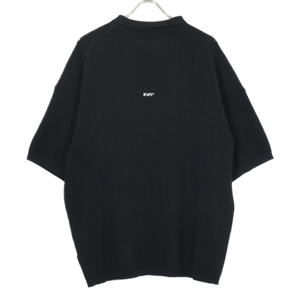 WTAPS ダブルタップス 25年製 ﾌﾞﾗｯｸ ﾜｯﾌﾙﾆｯﾄ ｼｮｰﾄｽﾘｰﾌﾞ ﾎﾟﾛｼｬﾂ トップス X03