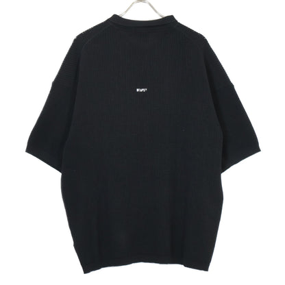 WTAPS ダブルタップス 25年製 ﾌﾞﾗｯｸ ﾜｯﾌﾙﾆｯﾄ ｼｮｰﾄｽﾘｰﾌﾞ ﾎﾟﾛｼｬﾂ トップス X03