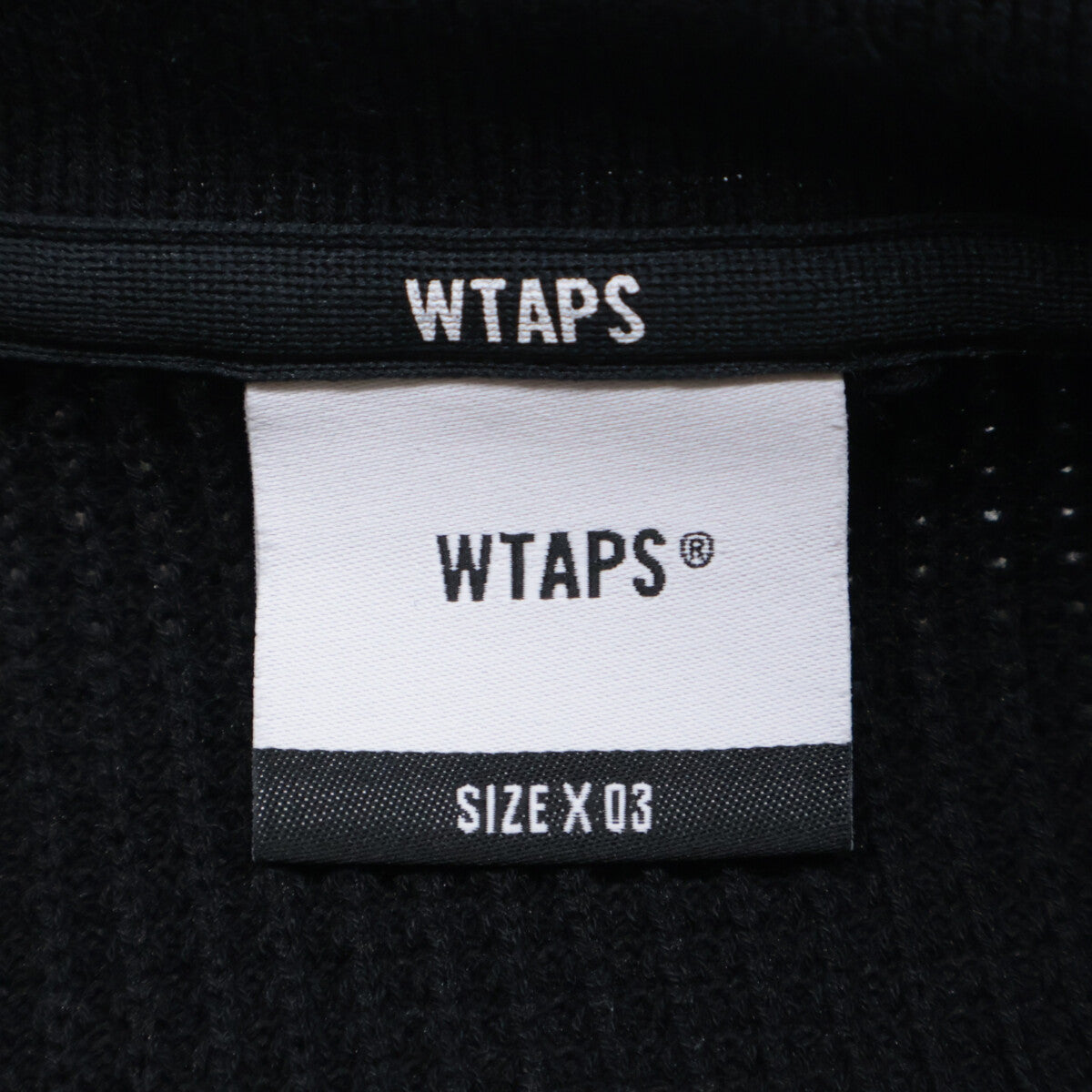 WTAPS ダブルタップス 25年製 ﾌﾞﾗｯｸ ﾜｯﾌﾙﾆｯﾄ ｼｮｰﾄｽﾘｰﾌﾞ ﾎﾟﾛｼｬﾂ トップス X03