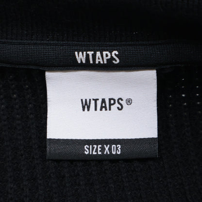 WTAPS ダブルタップス 25年製 ﾌﾞﾗｯｸ ﾜｯﾌﾙﾆｯﾄ ｼｮｰﾄｽﾘｰﾌﾞ ﾎﾟﾛｼｬﾂ トップス X03
