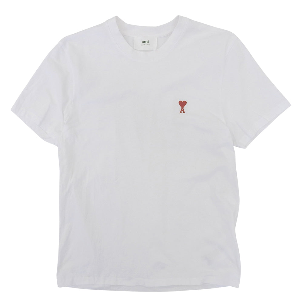 AMI PARIS アミパリス 美品 コットン ワンポイントロゴ Tシャツ トップス メンズ 白 ホワイト M トップス M