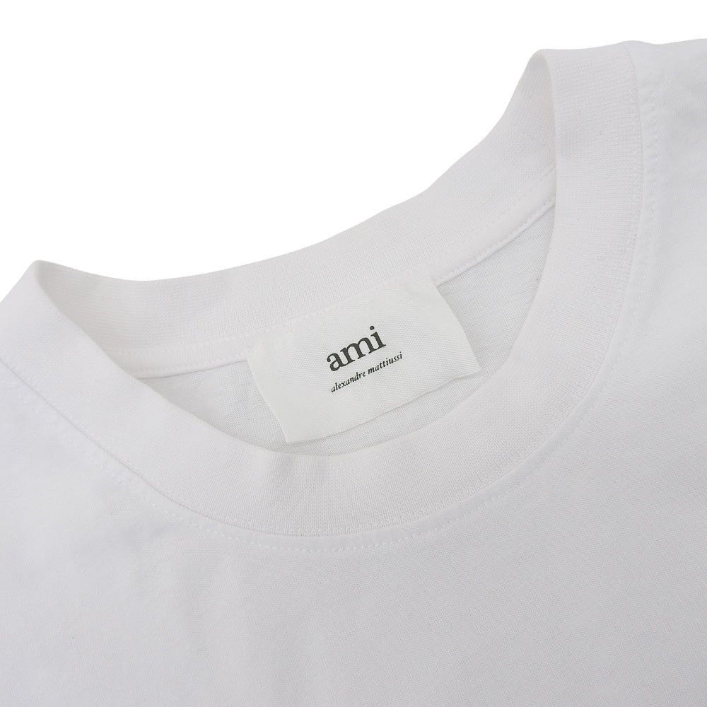 AMI PARIS アミパリス 美品 コットン ワンポイントロゴ Tシャツ トップス メンズ 白 ホワイト M トップス M