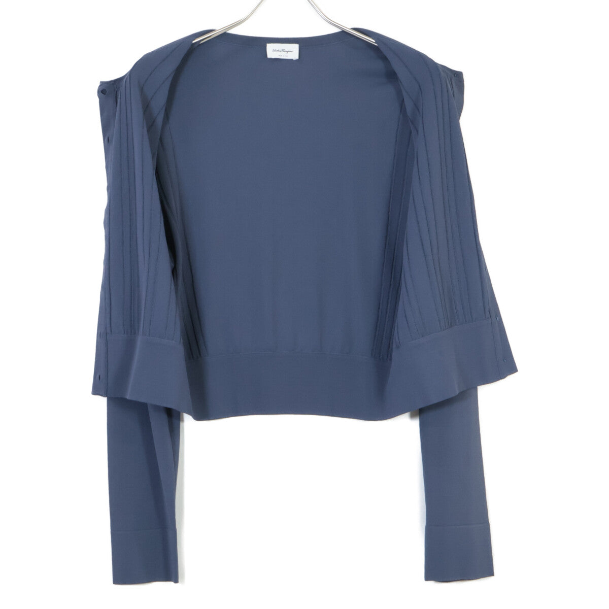 Salvatore Ferragamo サルヴァトーレフェラガモ 0718924 ﾈｲﾋﾞｰ ﾚｰﾖﾝ×ﾅｲﾛﾝ ｶﾞﾝﾁｰﾆﾁｬｰﾑ ｽﾀｯｽﾞﾃﾞｻﾞｲﾝｶｰﾃﾞｨｶﾞﾝ トップス M