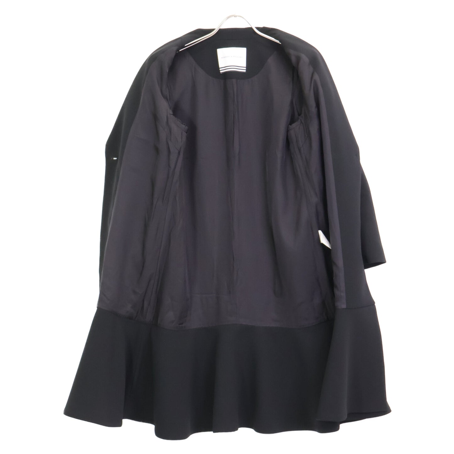 BORDERS at BALCONY ボーダーズアットバルコニー BD2111-3A-09 21SS ﾌﾞﾗｯｸ ﾁｪｽﾀｰﾌﾘﾙｺｰﾄ コート 36