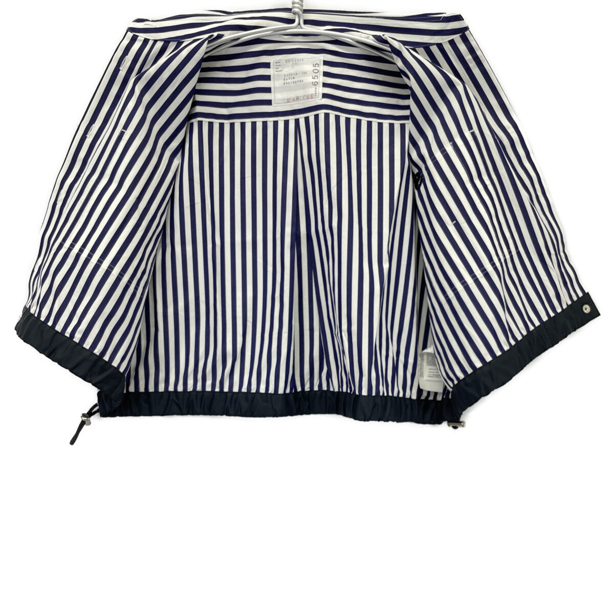 sacai サカイ 23-06505 23SS ﾌﾞﾙｰ×ﾎﾜｲﾄ Thomas Mason ｽﾄﾗｲﾌﾟｼｮｰﾄｽﾘｰﾌﾞｼｬﾂ トップス 1