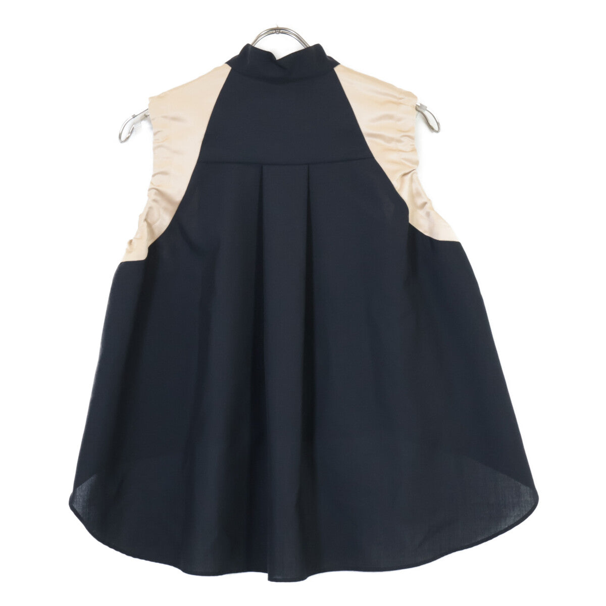 sacai サカイ 22-06039 22SS ﾌﾞﾗｯｸ Suiting Mix Shirt ﾉｰｽﾘｰﾌﾞｼｬﾂﾌﾞﾗｳｽ トップス 1