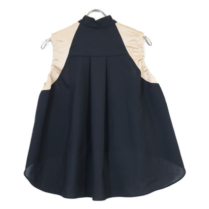 sacai サカイ 22-06039 22SS ﾌﾞﾗｯｸ Suiting Mix Shirt ﾉｰｽﾘｰﾌﾞｼｬﾂﾌﾞﾗｳｽ トップス 1