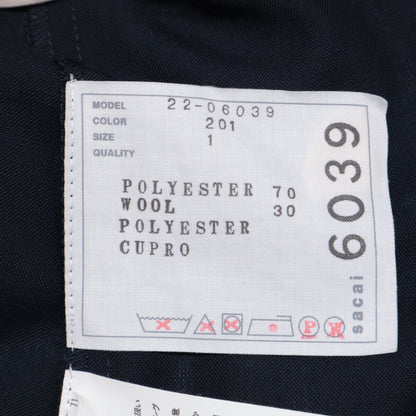 sacai サカイ 22-06039 22SS ﾌﾞﾗｯｸ Suiting Mix Shirt ﾉｰｽﾘｰﾌﾞｼｬﾂﾌﾞﾗｳｽ トップス 1