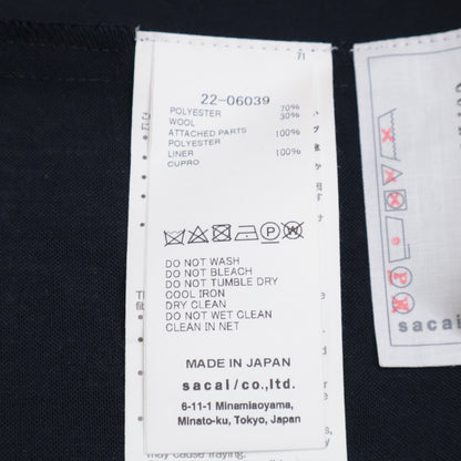sacai サカイ 22-06039 22SS ﾌﾞﾗｯｸ Suiting Mix Shirt ﾉｰｽﾘｰﾌﾞｼｬﾂﾌﾞﾗｳｽ トップス 1