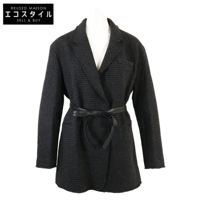 THIRD MAGAZINE サードマガジン A0843FJ 404 ﾌﾞﾗｯｸ ｳｰﾙ ﾊｳﾝﾄﾞﾄｩｰｽｼﾞｬｹｯﾄｺｰﾄ コート 9