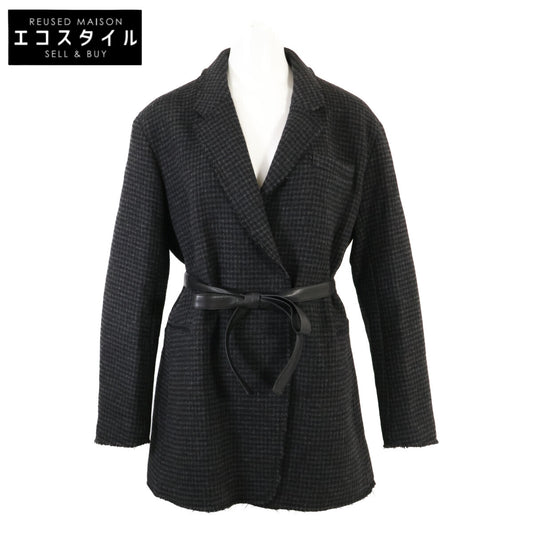 THIRD MAGAZINE サードマガジン A0843FJ 404 ﾌﾞﾗｯｸ ｳｰﾙ ﾊｳﾝﾄﾞﾄｩｰｽｼﾞｬｹｯﾄｺｰﾄ コート 9