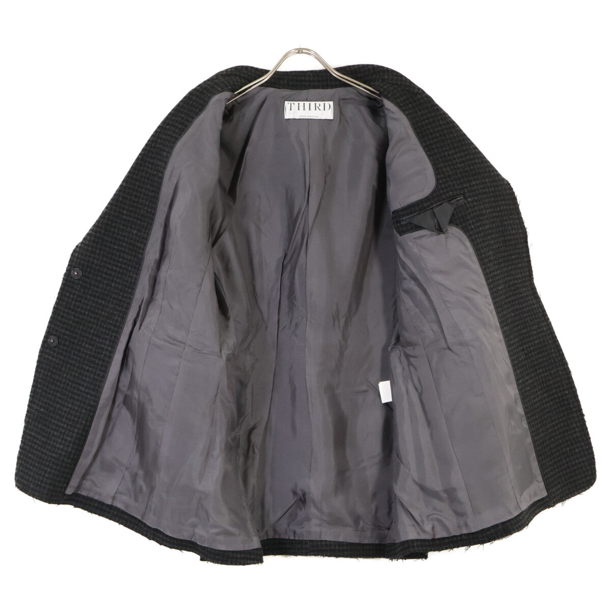 THIRD MAGAZINE サードマガジン A0843FJ 404 ﾌﾞﾗｯｸ ｳｰﾙ ﾊｳﾝﾄﾞﾄｩｰｽｼﾞｬｹｯﾄｺｰﾄ コート 9