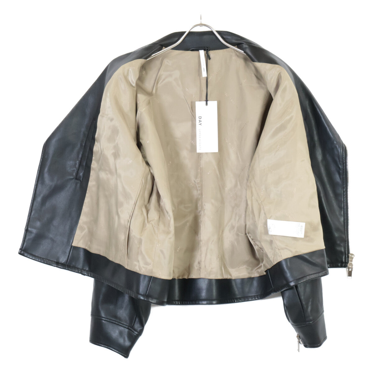 upper hights アッパーハイツ 870D00902BLK 24SS ﾌﾞﾗｯｸ ﾌｪｲｸﾚｻﾞｰ THE RIDERS SHORT ﾀﾞﾌﾞﾙﾗｲﾀﾞｰｽｼﾞｬｹｯﾄ ジャケット 1