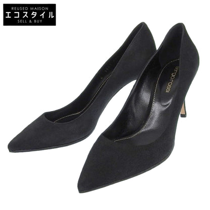 Sergio Rossi セルジオロッシ 美品 スエード ヒールパンプス レディース 黒 ブラック 36 1/2 シューズ 36 1/2