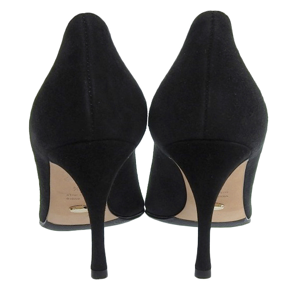 Sergio Rossi セルジオロッシ 美品 スエード ヒールパンプス レディース 黒 ブラック 36 1/2 シューズ 36 1/2