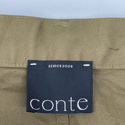 CONTE コンテ 25SS 8514-144-0030 ｶｰｷ ｺｯﾄﾝ×ﾘﾈﾝ ﾗｯﾌﾟﾁﾉﾃｰﾊﾟｰﾄﾞﾜｲﾄﾞﾊﾟﾝﾂ ボトムス 38