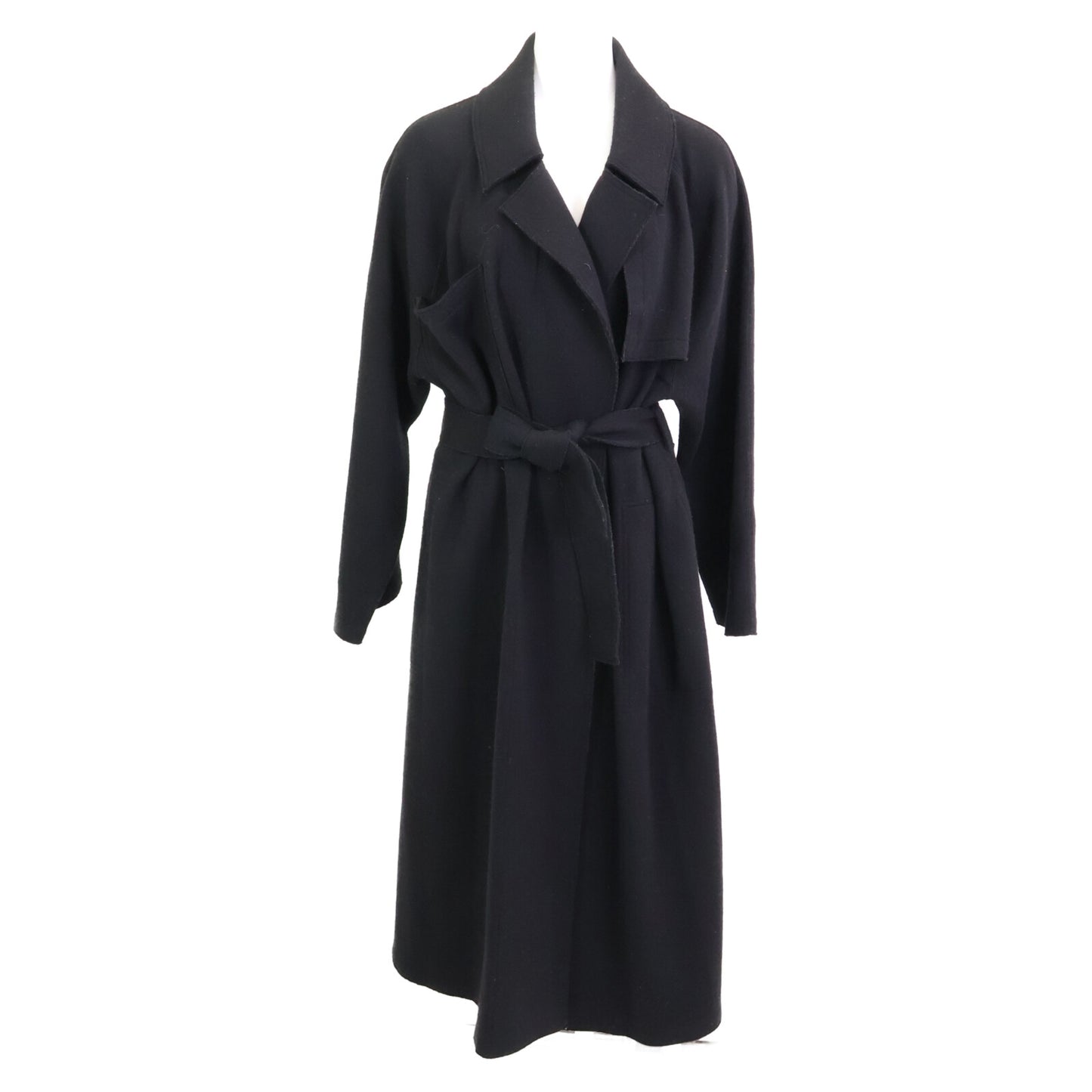 COGTHEBIGSMOKE コグザビッグスモーク 3802-224-201-1 ﾌﾞﾗｯｸ ｳｰﾙ×ﾅｲﾛﾝ ﾎﾞﾀﾝﾚｽ ﾍﾞﾙﾃｯﾄﾞﾄﾚﾝﾁｺｰﾄ コート 表記無し