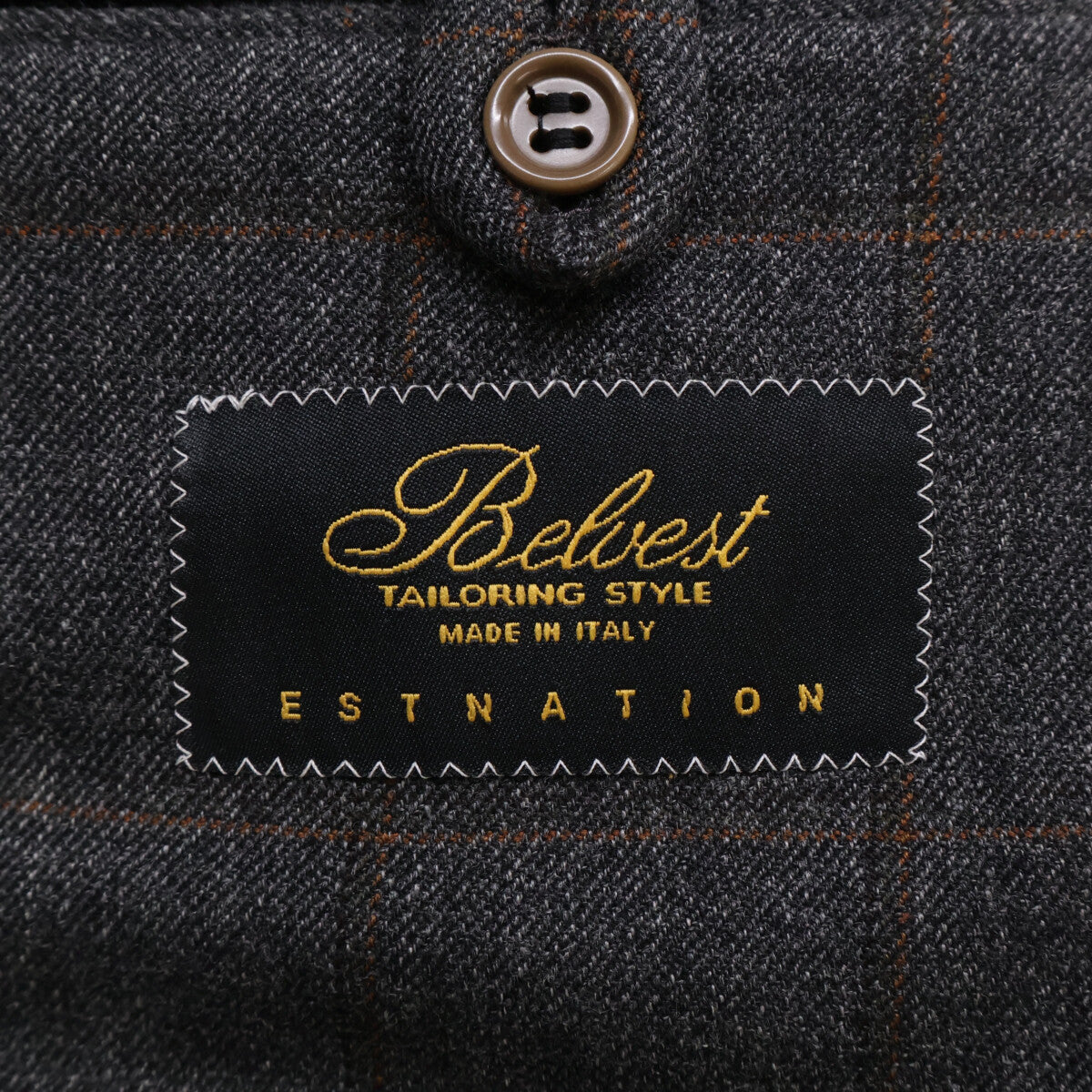 Belvest ベルベスト 【ESTNATION別注】ｸﾞﾚｰ×ﾌﾞﾗｳﾝ ｳｰﾙ100 3B ｼﾞｬｹｯﾄ ジャケット 48