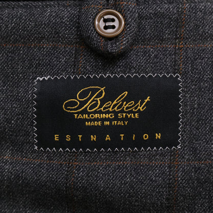 Belvest ベルベスト 【ESTNATION別注】ｸﾞﾚｰ×ﾌﾞﾗｳﾝ ｳｰﾙ100 3B ｼﾞｬｹｯﾄ ジャケット 48