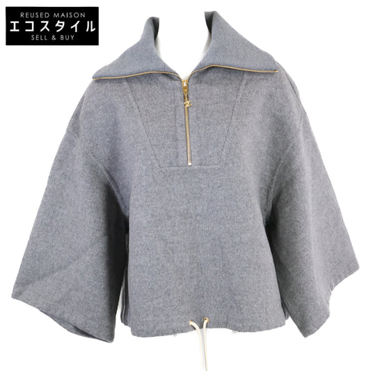 CELINE セリーヌ カシミヤ100 トリオンフ金具 ハーフジッププルオーバー トップス 34