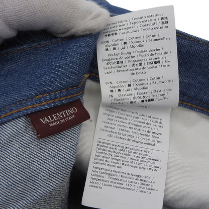 VALENTINO ヴァレンティノ レザーパッチボタン フライ デニムパンツ ボトムス メンズ ブルー S29 L32 JVODEJC12PR ボトムス S29 L32