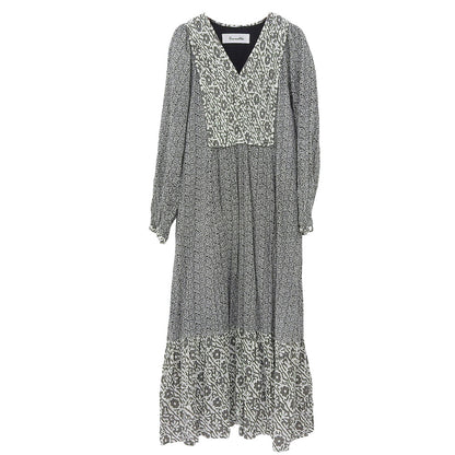 Saramallika サラマリカ ダブルフラワープリント コットン ワンピース レディース ホワイト×ブラック ワンピース ―