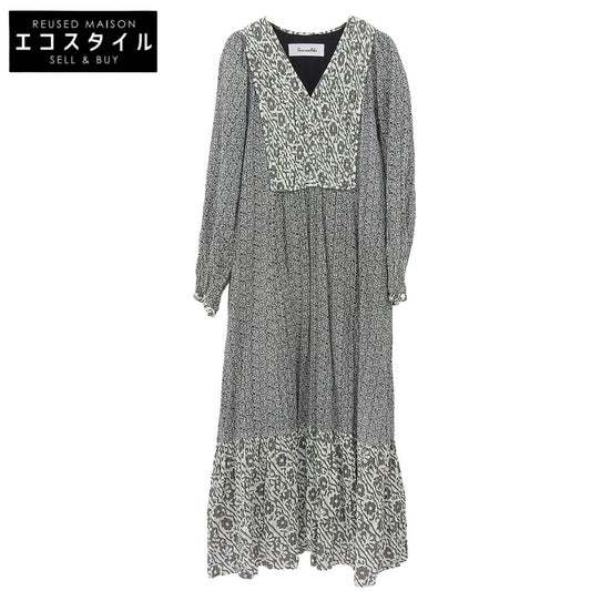 Saramallika サラマリカ ダブルフラワープリント コットン ワンピース レディース ホワイト×ブラック ワンピース ―