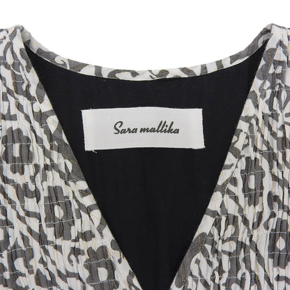 Saramallika サラマリカ ダブルフラワープリント コットン ワンピース レディース ホワイト×ブラック ワンピース ―