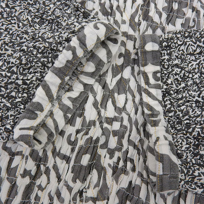 Saramallika サラマリカ ダブルフラワープリント コットン ワンピース レディース ホワイト×ブラック ワンピース ―