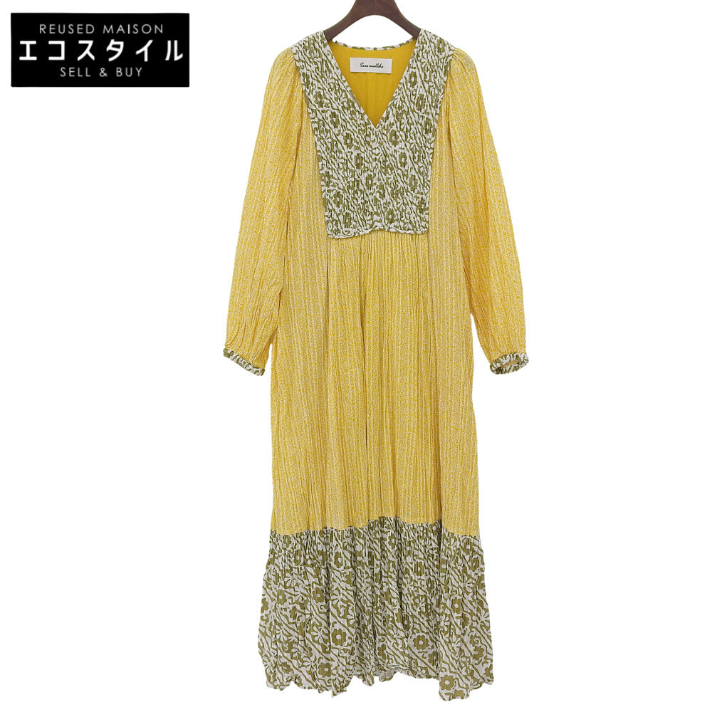 Saramallika サラマリカ ダブルフラワープリン ト コットン ワンピース レディース イエロー×ホワイト ワンピース ―