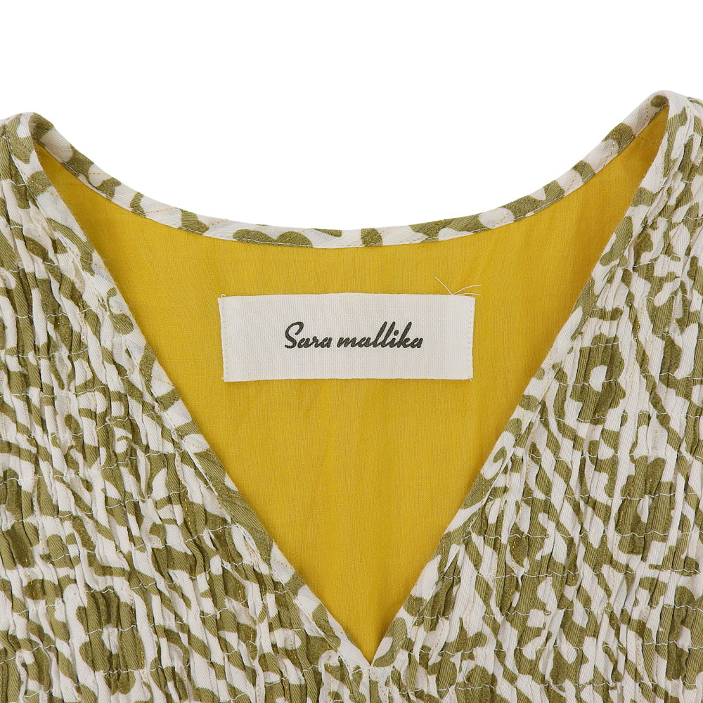 Saramallika サラマリカ ダブルフラワープリン ト コットン ワンピース レディース イエロー×ホワイト ワンピース ―