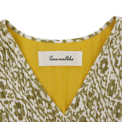 Saramallika サラマリカ ダブルフラワープリン ト コットン ワンピース レディース イエロー×ホワイト ワンピース ―