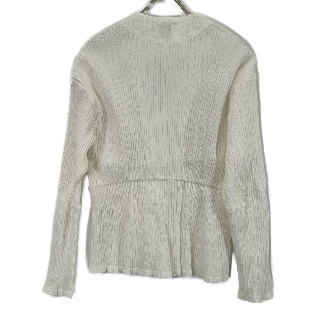 6 ROKU ロク ﾎﾜｲﾄ ｼｪﾙﾎﾞﾀﾝｼｭﾘﾝｸ加工ｼｬﾂﾌﾞﾗｳｽ トップス 表記なし