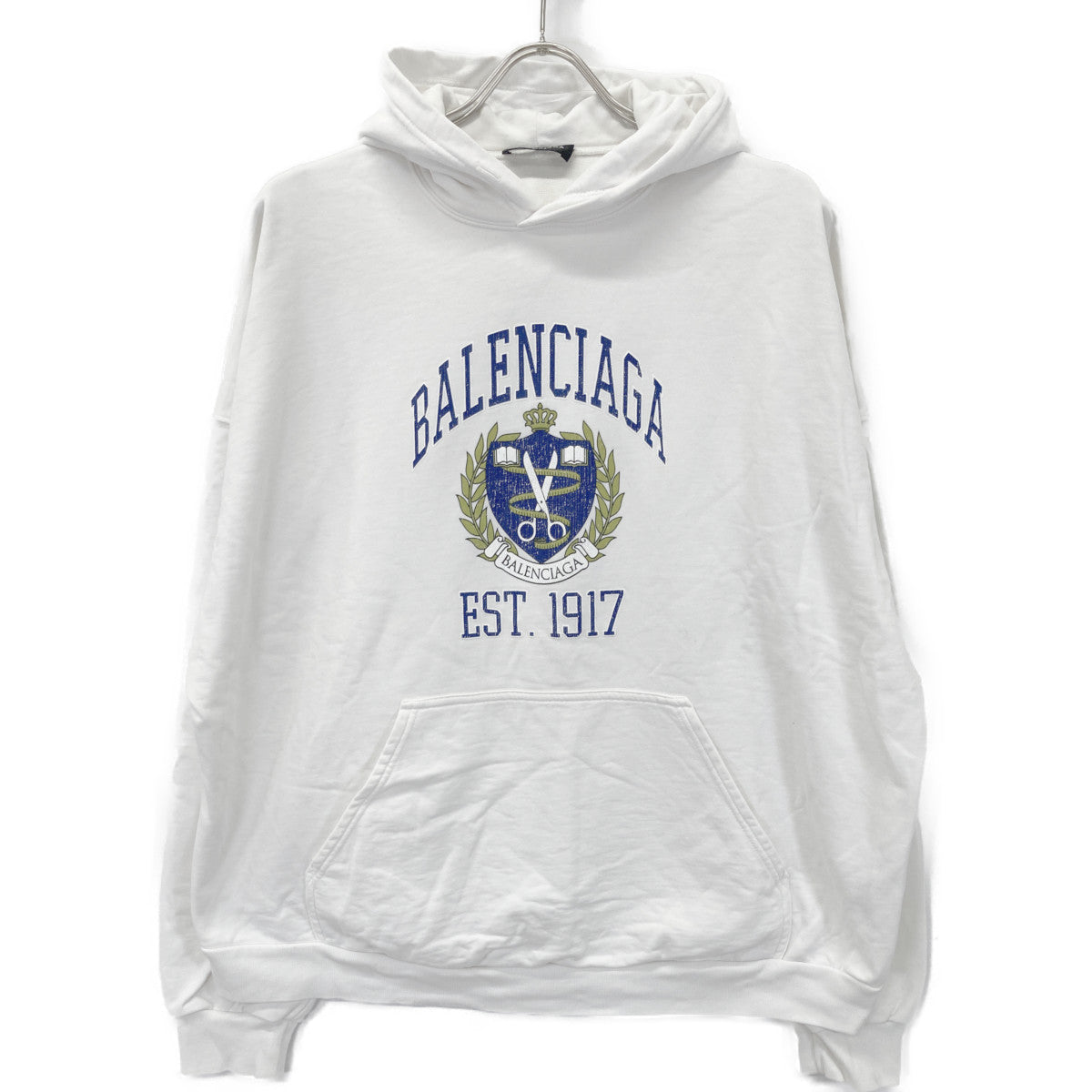 BALENCIAGA バレンシアガ 【UNISEX】674986 22SS ﾎﾜｲﾄ ｶﾚｯｼﾞﾌｰﾃﾞｨ ﾊﾟｰｶ トップス L