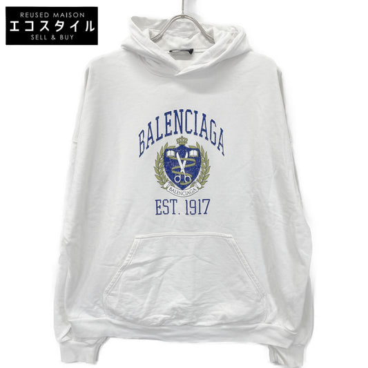 BALENCIAGA バレンシアガ 【UNISEX】674986 22SS ﾎﾜｲﾄ ｶﾚｯｼﾞﾌｰﾃﾞｨ ﾊﾟｰｶ トップス L