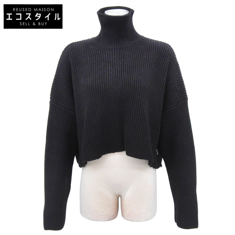 BALENCIAGA バレンシアガ コットン タートルネック クロップドニット トップス レディース ブラック XS 682002 21年 トップス XS