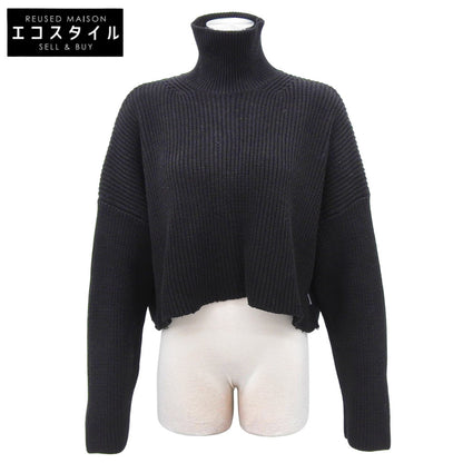 BALENCIAGA バレンシアガ コットン タートルネック クロップドニット トップス レディース ブラック XS 682002 21年 トップス XS