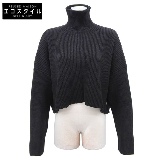 BALENCIAGA バレンシアガ コットン タートルネック クロップドニット トップス レディース ブラック XS 682002 21年 トップス XS